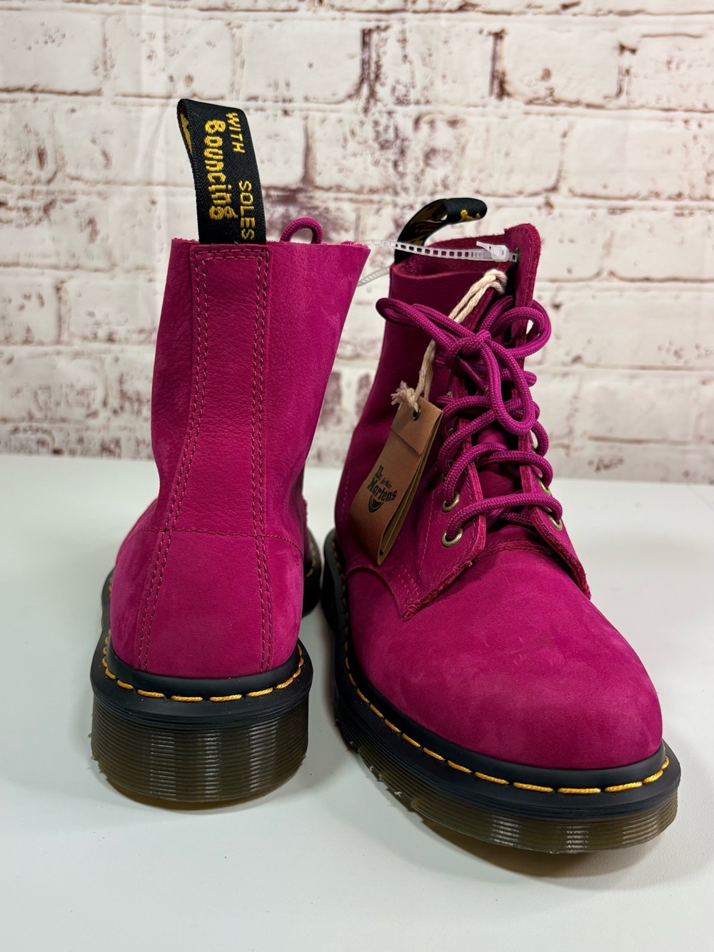 Dr. Martens Women's Hot Pink Lace-Up Leather Boots - Picture 5 of 14